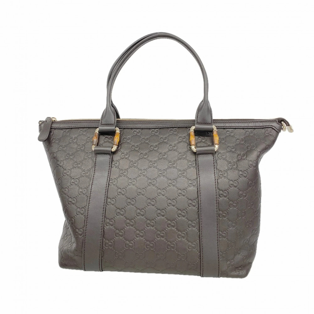 GUCCI Brown Leather Bamboo Tote Bag - Picture 1 of 10